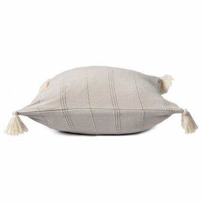 18" X 18" Beige 100% Cotton Zippered Pillow