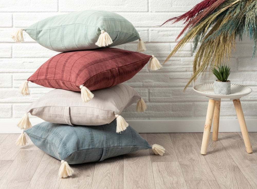 18" X 18" Beige 100% Cotton Zippered Pillow