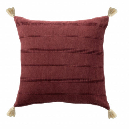 18" X 18" Burgundy 100% Cotton Zippered Pillow