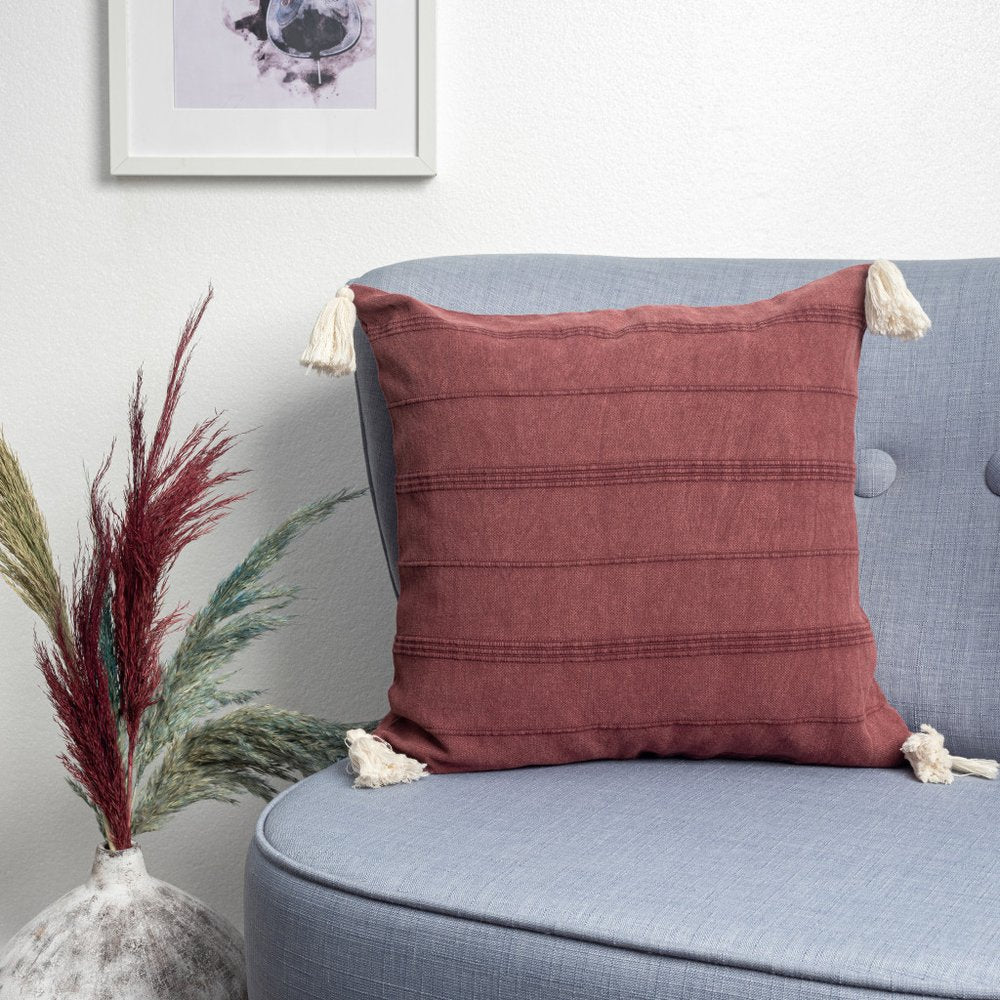 18" X 18" Beige 100% Cotton Zippered Pillow