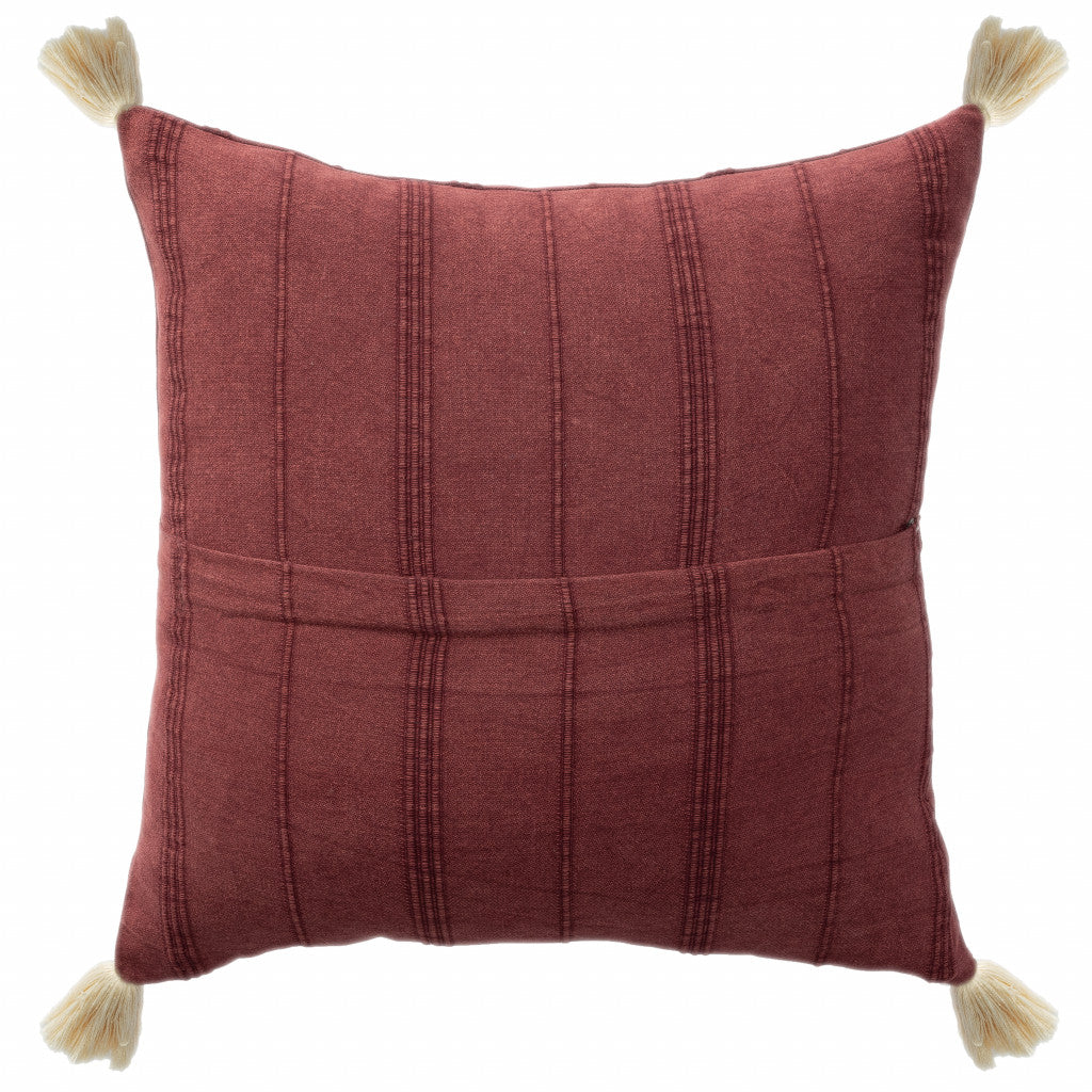 18" X 18" Burgundy 100% Cotton Zippered Pillow