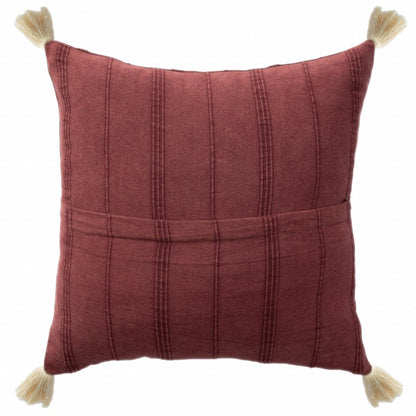 18" X 18" Beige 100% Cotton Zippered Pillow