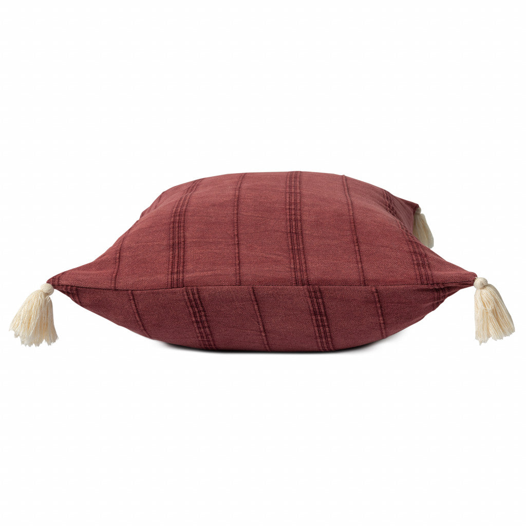 18" X 18" Burgundy 100% Cotton Zippered Pillow