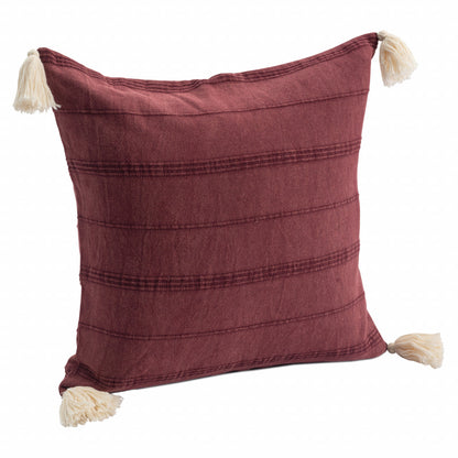 18" X 18" Burgundy 100% Cotton Zippered Pillow