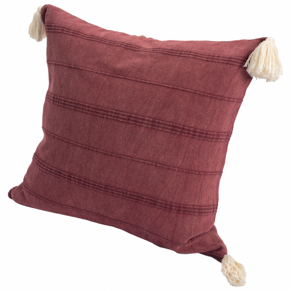 18" X 18" Burgundy 100% Cotton Zippered Pillow