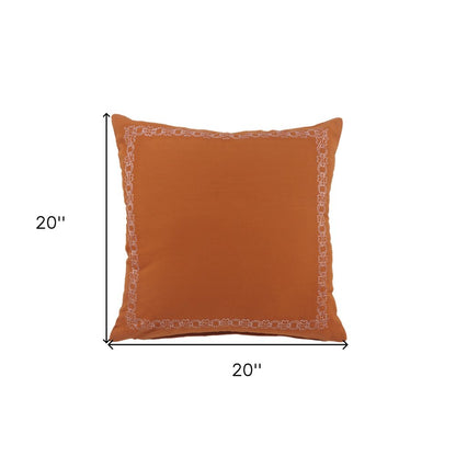20" X 20" Orange And Dark Orange 100% Cotton Geometric Zippered Pillow
