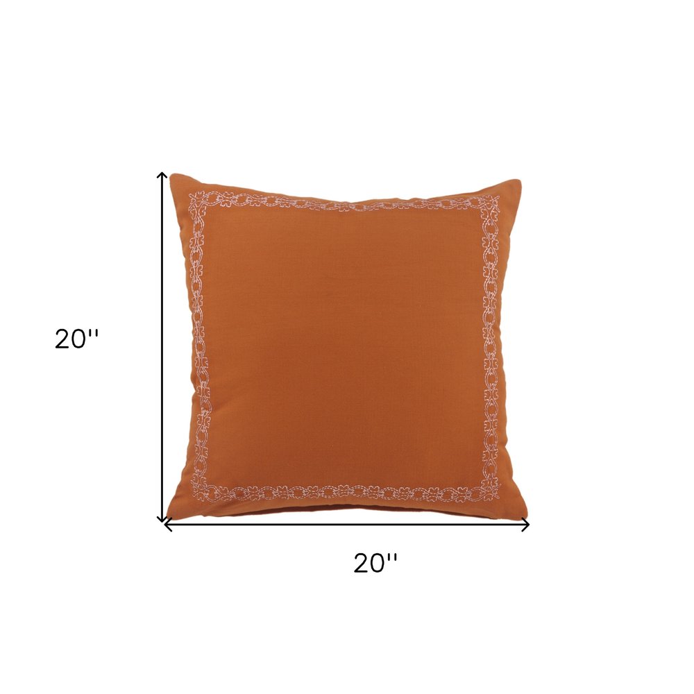 14" X 20" Orange Geometric Cotton Lumbar Throw Pillow