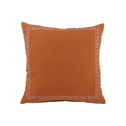 20" X 20" Orange And Dark Orange 100% Cotton Geometric Zippered Pillow