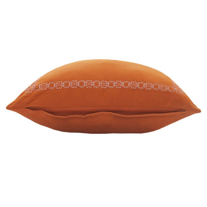 14" X 20" Orange Geometric Cotton Lumbar Throw Pillow