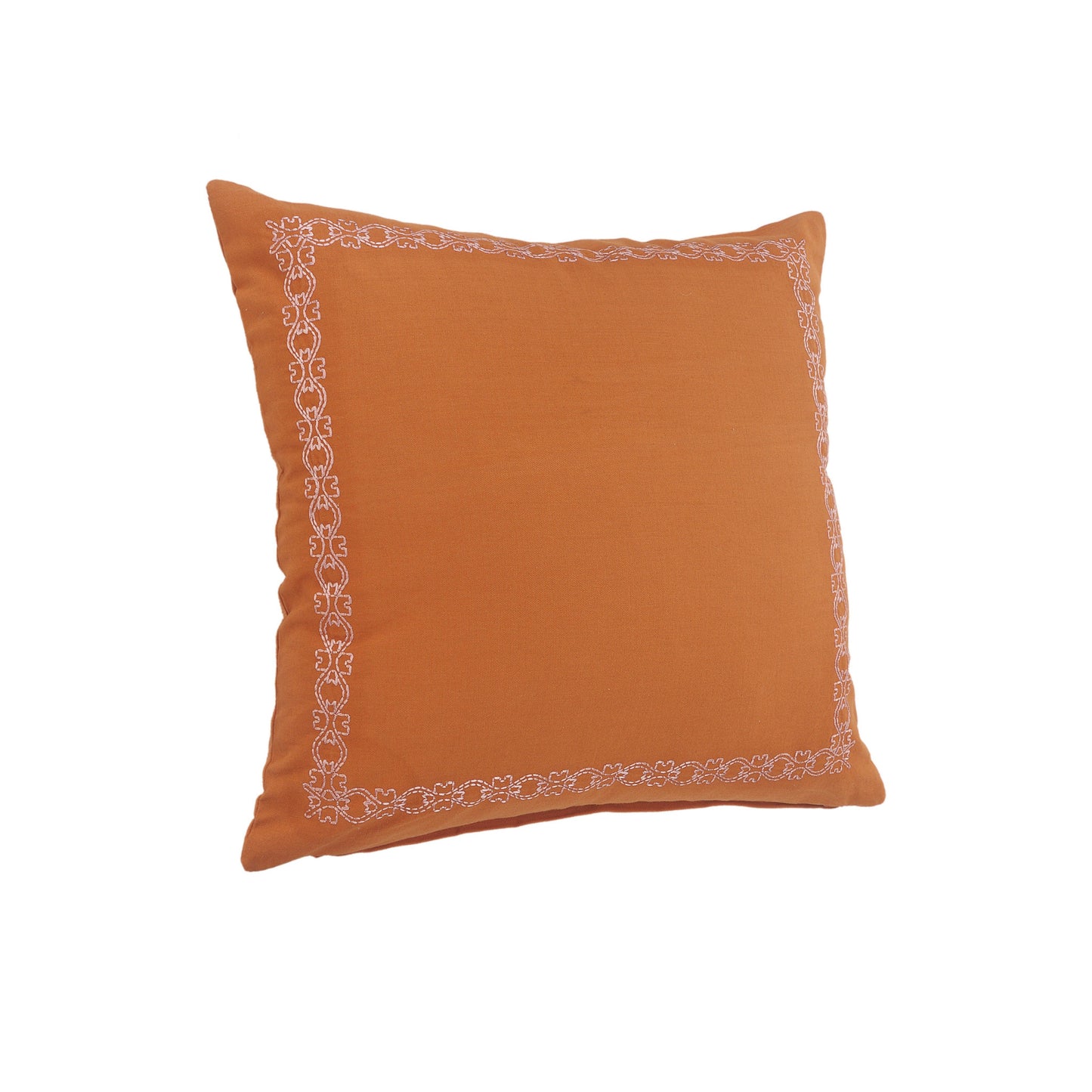 20" X 20" Orange And Dark Orange 100% Cotton Geometric Zippered Pillow