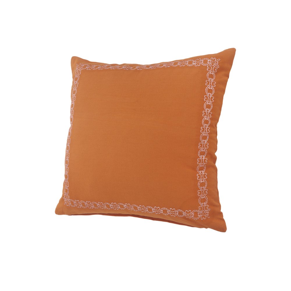 14" X 20" Orange Geometric Cotton Lumbar Throw Pillow