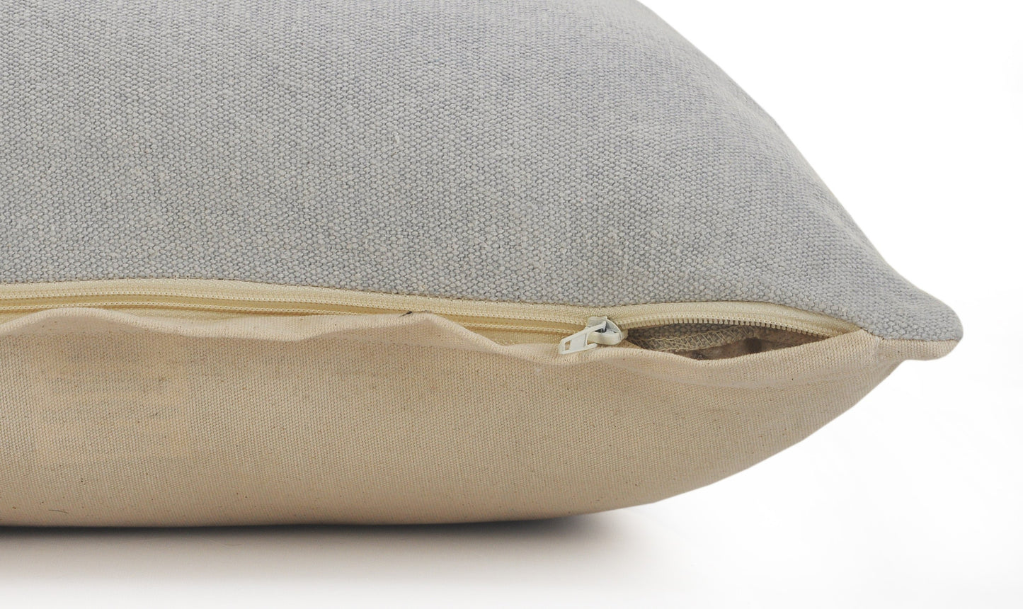 14" X 36" Light Gray 100% Cotton Zippered Pillow