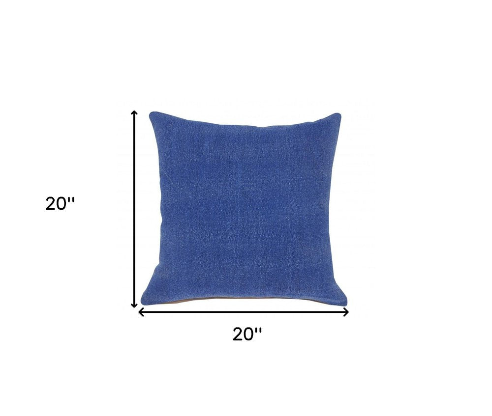 14" X 36" Classic Blue 100% Cotton Zippered Pillow