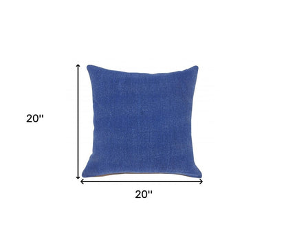 14" X 36" Classic Blue 100% Cotton Zippered Pillow