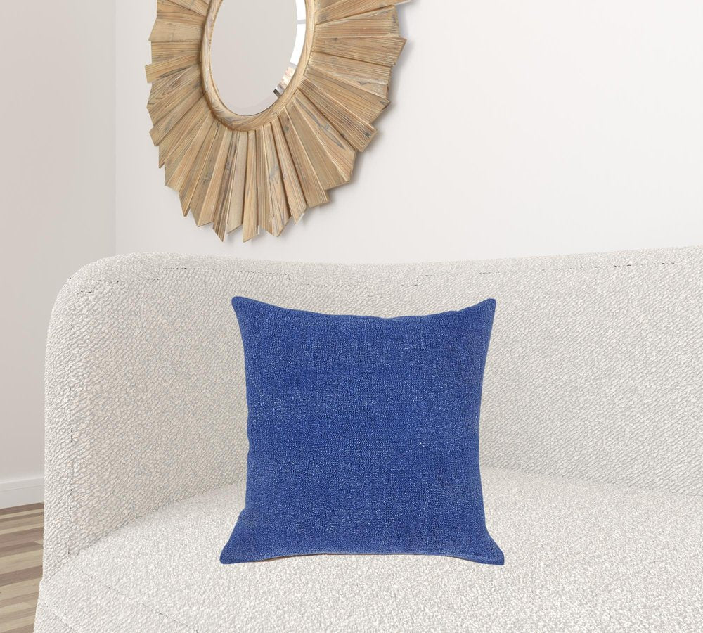 14" X 36" Classic Blue 100% Cotton Zippered Pillow