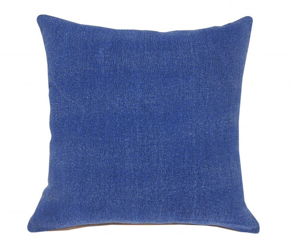 14" X 36" Classic Blue 100% Cotton Zippered Pillow