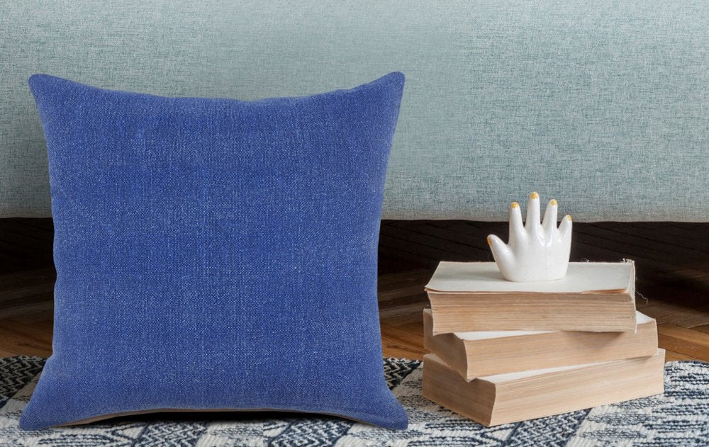 14" X 36" Classic Blue 100% Cotton Zippered Pillow