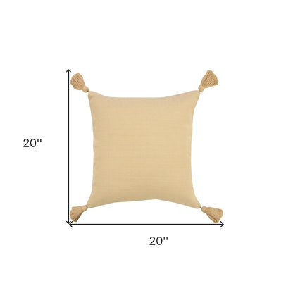 20" X 20" Light Yellow 100% Cotton Zippered Pillow