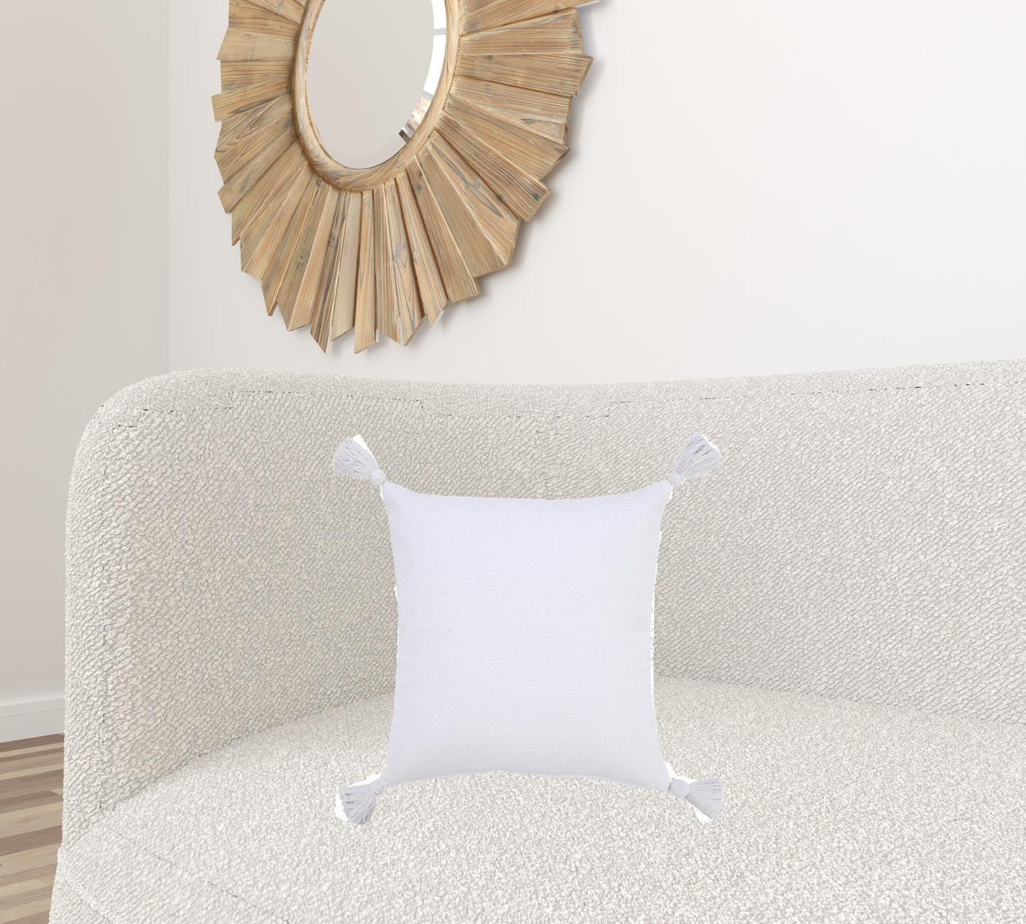 20" X 20" White 100% Cotton Zippered Pillow