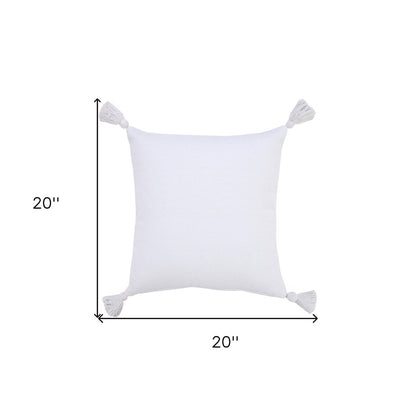 20" X 20" White 100% Cotton Zippered Pillow