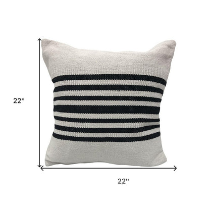 22" Black and White Throw Pillow