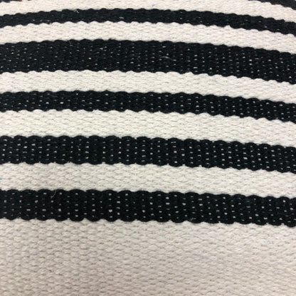 22" X 22" Black and White Striped Cotton Zippered Pillow