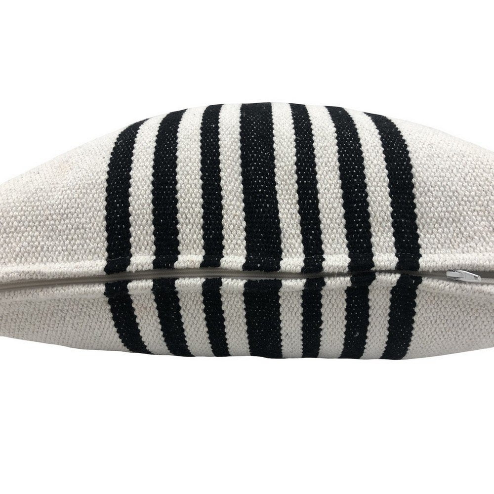 22" Black and White Throw Pillow