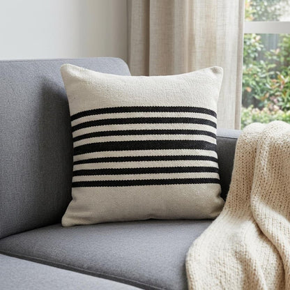 22" Black and White Throw Pillow