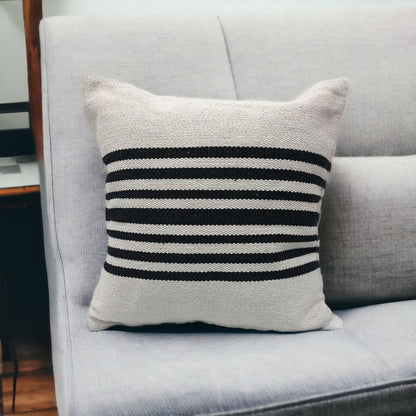 22" Black and White Throw Pillow