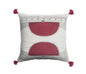 20" Black White And Burgundy Cotton Geometric Throw Pillow with Tassels