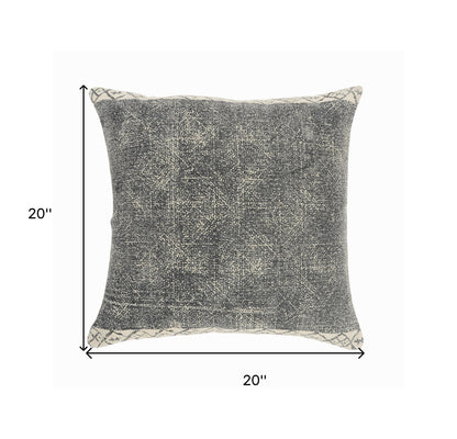 20" X 20" Gray And White 100% Cotton Geometric Zippered Pillow