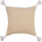 20" Brown and White Throw Pillow with Embroidery and Tassels