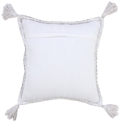 20" X 20" Deep Blue And White 100% Cotton Zippered Pillow