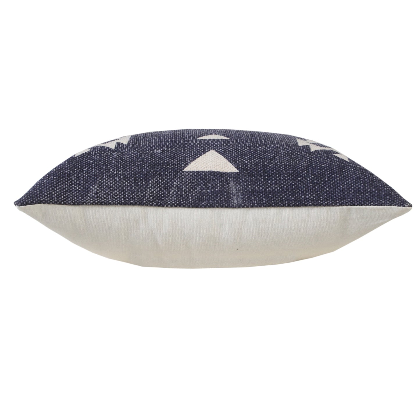 14" X 36" Navy And White 100% Cotton Geometric Zippered Pillow