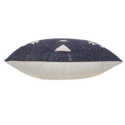 14" X 36" Navy Blue And White Cotton Geometric Throw Pillow
