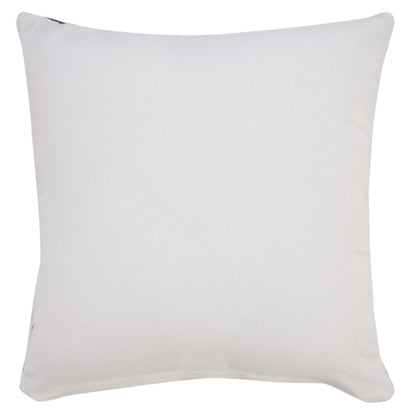 20" X 20" Navy And White 100% Cotton Geometric Zippered Pillow