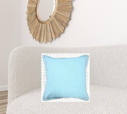 14" X 36" Light Blue 100% Cotton Zippered Pillow