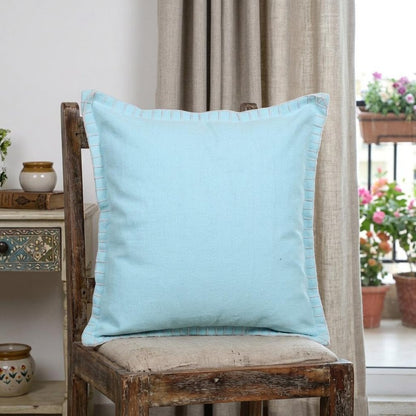 20" X 20" Light Blue 100% Cotton Zippered Pillow