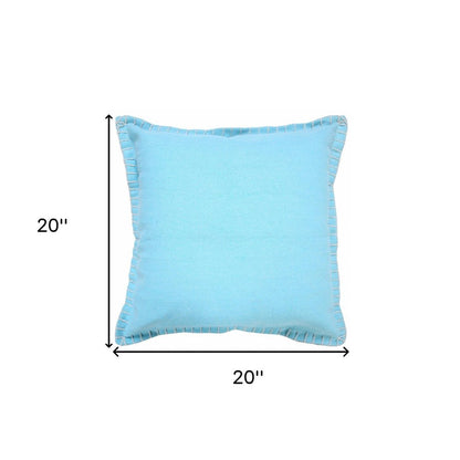 14" X 36" Light Blue 100% Cotton Zippered Pillow