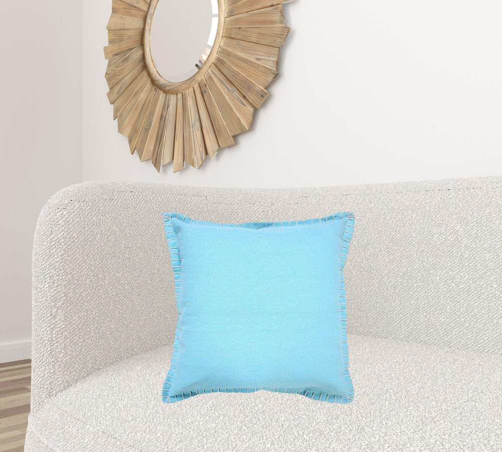 14" X 36" Light Blue 100% Cotton Zippered Pillow