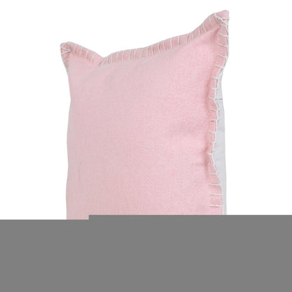 20" Light Pink Cotton Throw Pillow With Embroidered Edges