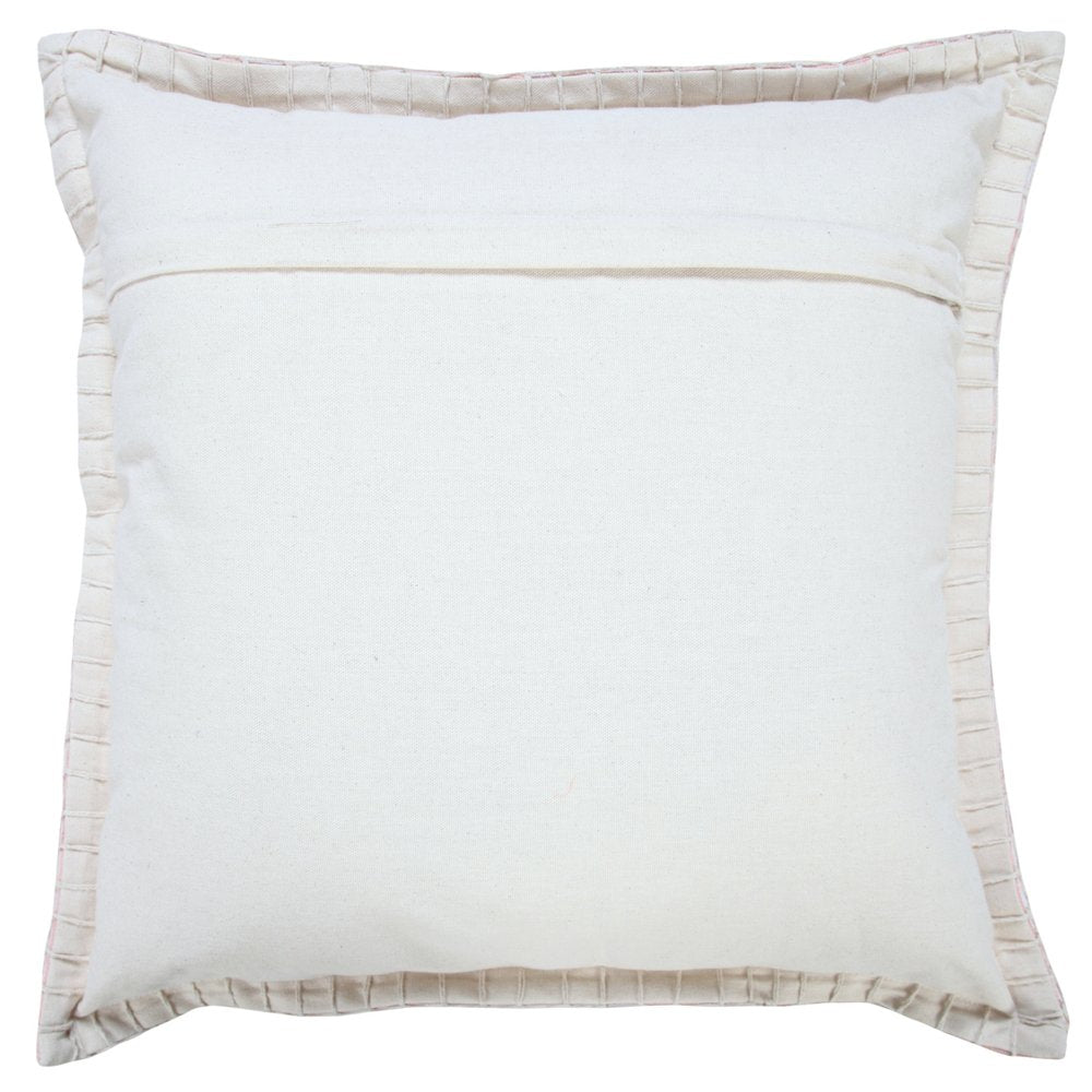 20" Light Pink Cotton Throw Pillow With Embroidered Edges
