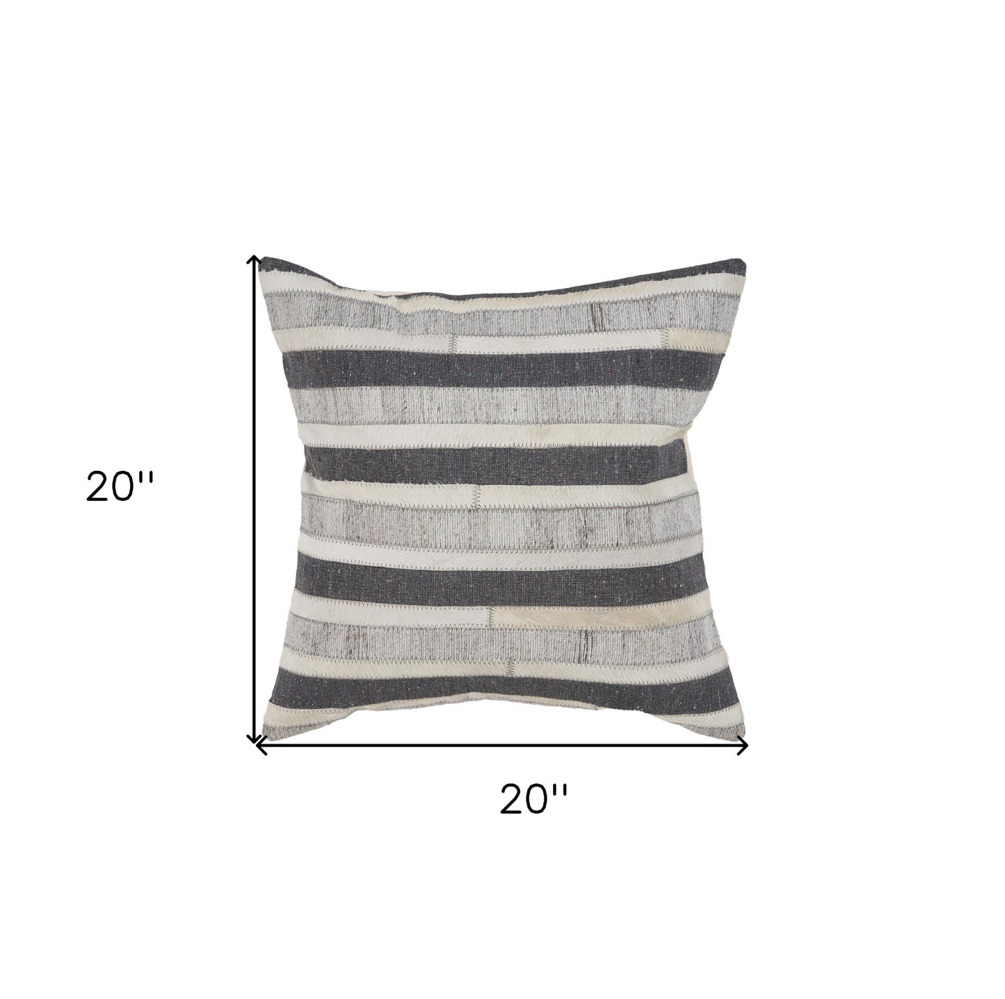 20" Charcoal Striped Wool Throw Pillow