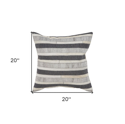 20" Charcoal Striped Wool Throw Pillow