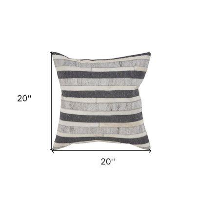20" Charcoal Striped Wool Throw Pillow