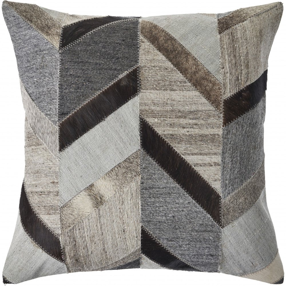 20" Gray and Brown Throw Pillow