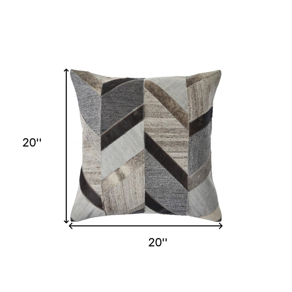 20" Gray and Brown Throw Pillow