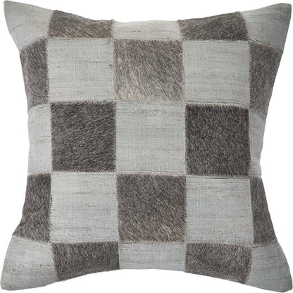 20" X 20" Silver And Brown 100% Wool Geometric Zippered Pillow