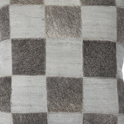 20" X 20" Silver And Brown 100% Wool Geometric Zippered Pillow