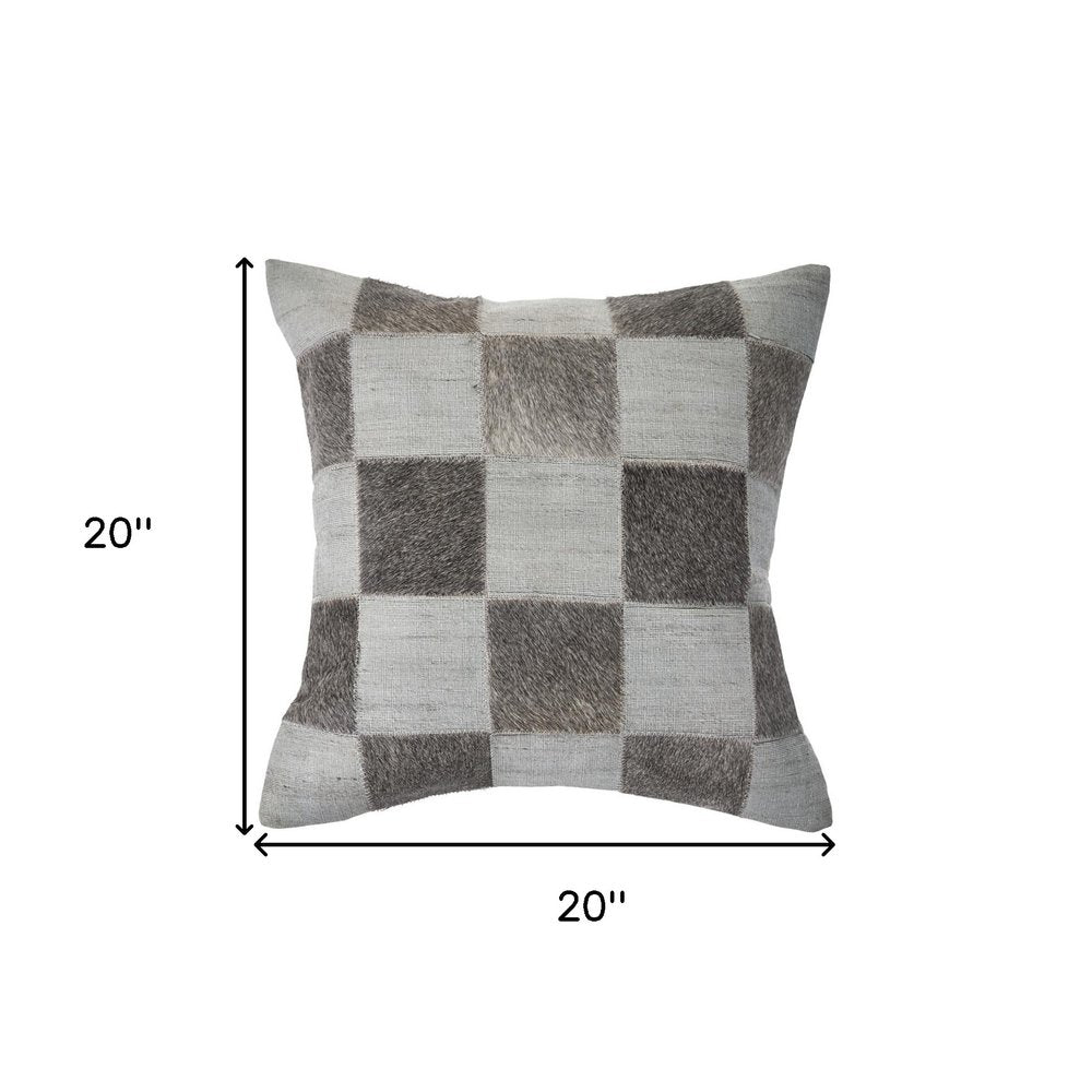 20" Silver and Brown Throw Pillow